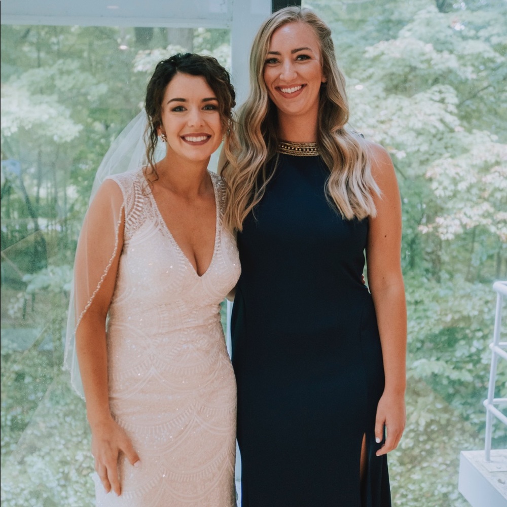 Navy and gold bridesmaid dress